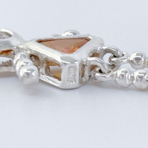 Vintage Sterling Silver 925 Orange Cubic Zirconia Girl Pendant - Picture 4 of 7
